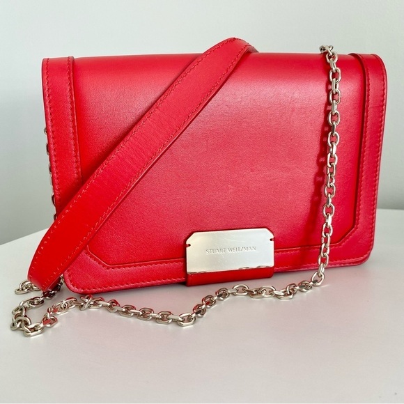 Stuart Weitzman Handbags - Stuart Weitzman NIB Red Leather Chain Crossbody
